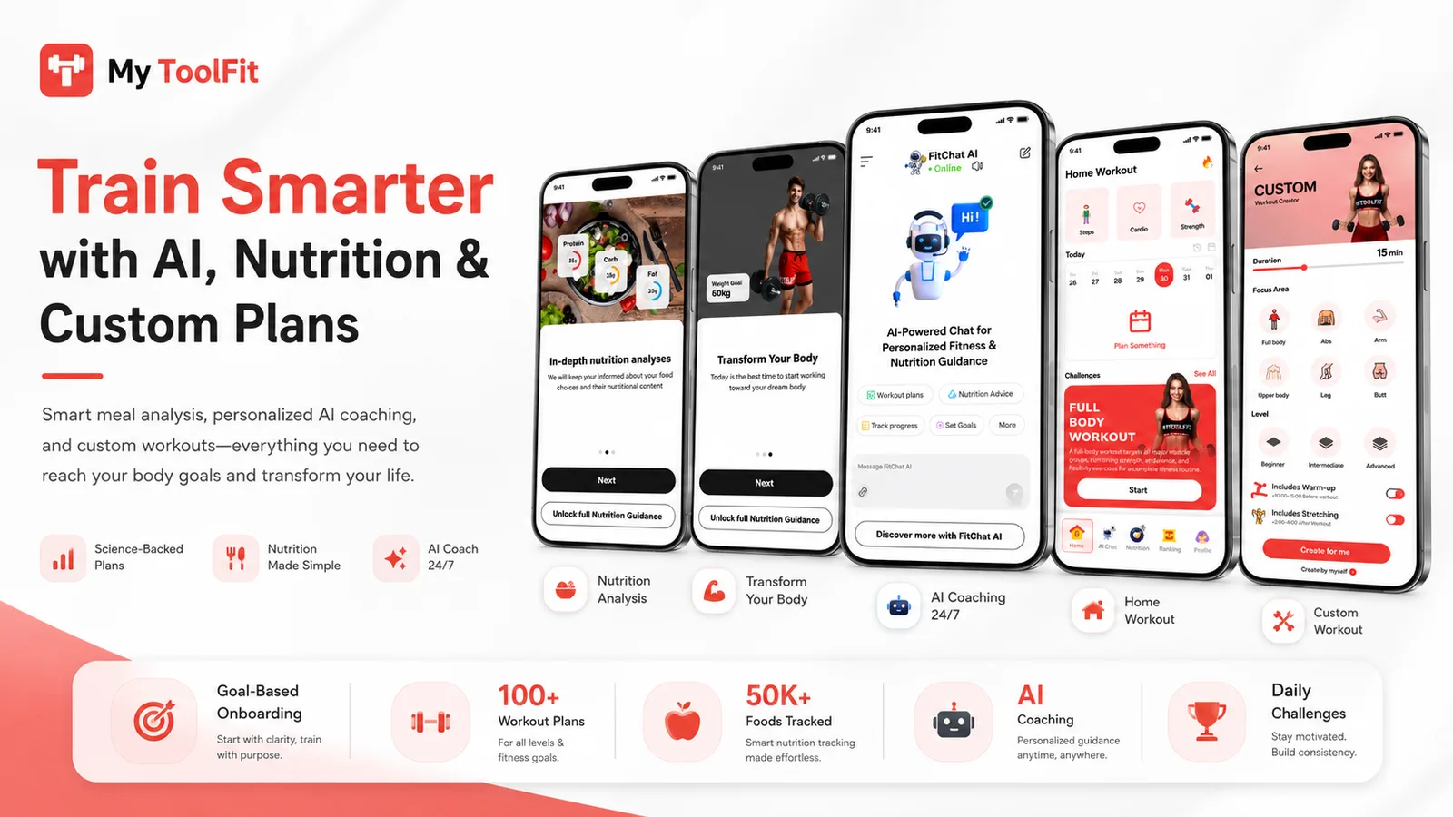 Portfolio-provided concept presentation for Fitness Web & Mobile App - AI Fitness, Nutrition & Gamified Progress Platform